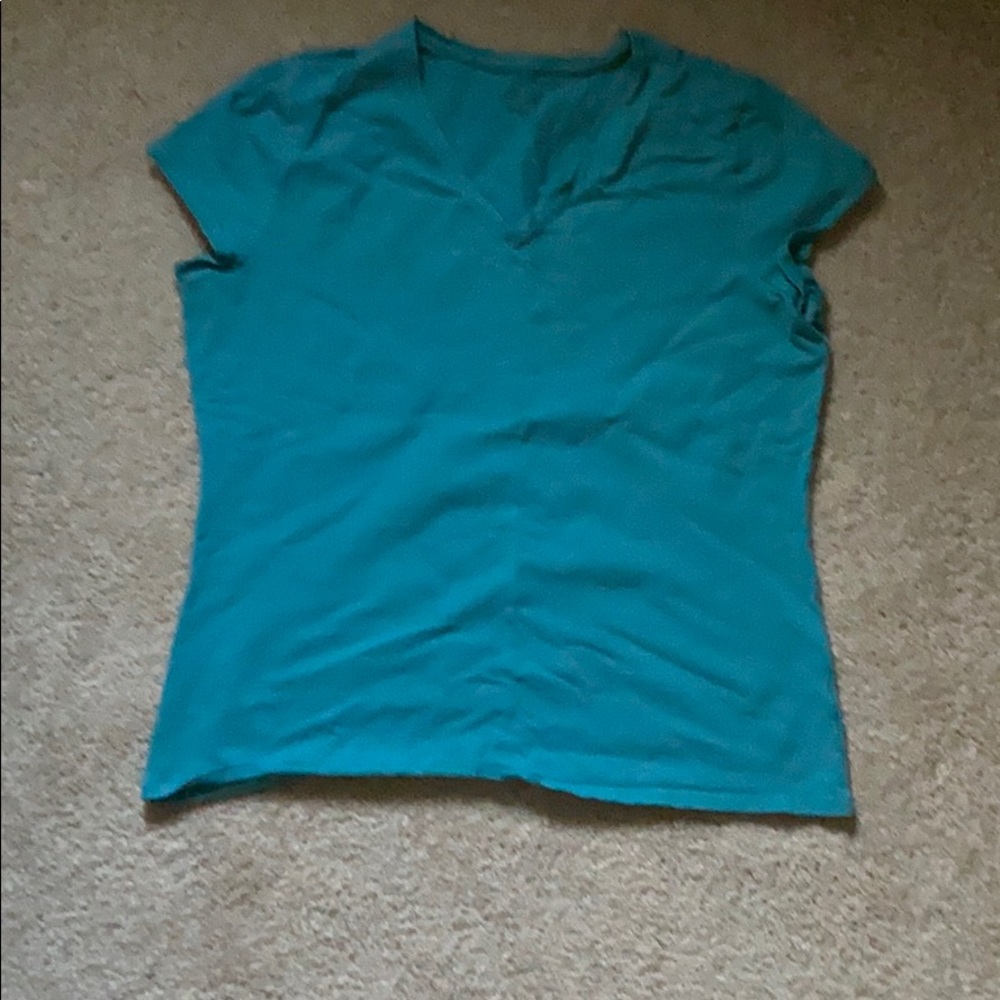 Teal v neck tee shirt